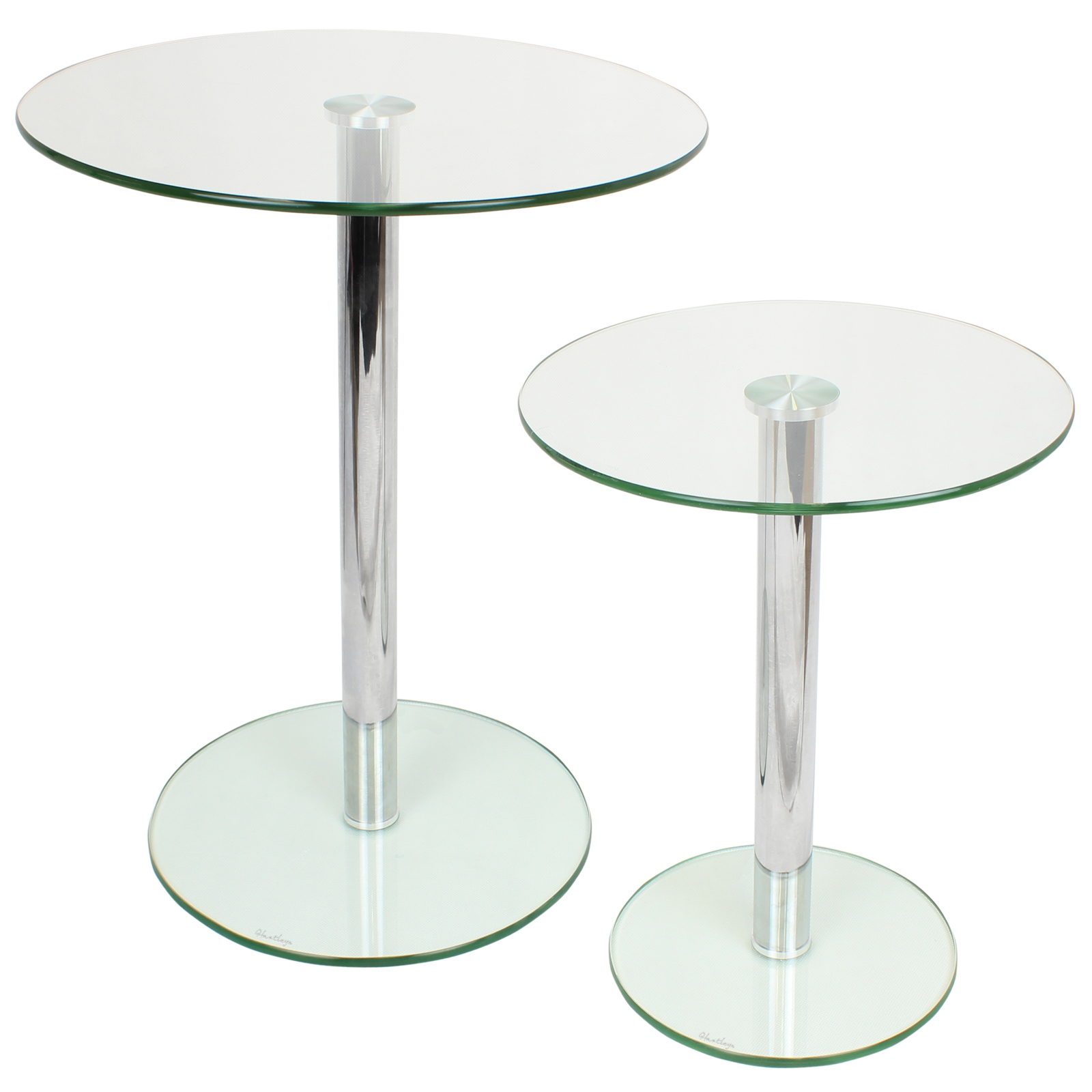 SET OF 2 ROUND GLASS TABLES HOME/LOUNGE/LIVING ROOM SIDE/END/LAMP SMALL